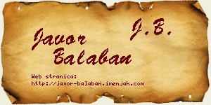 Javor Balaban vizit kartica